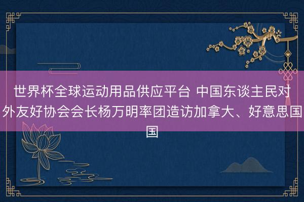 世界杯全球运动用品供应平台 中国东谈主民对外友好协会会长杨万明率团造访加拿大、好意思国