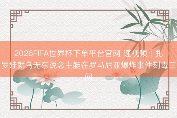 2026FIFA世界杯下单平台官网 速视频｜扎哈罗娃就乌无东说念主艇在罗马尼亚爆炸事件刻毒三问
