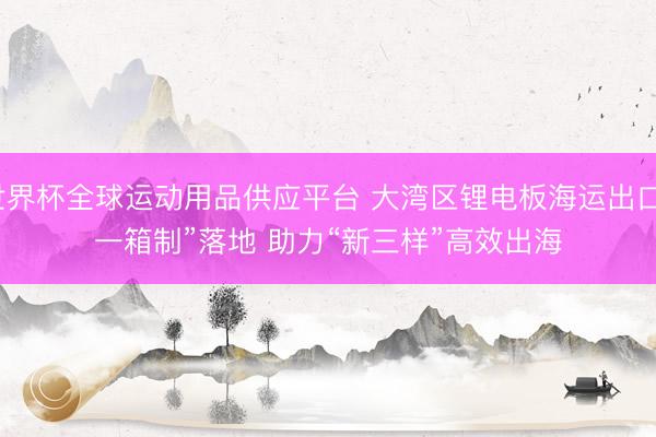 世界杯全球运动用品供应平台 大湾区锂电板海运出口“一箱制”落地 助力“新三样”高效出海