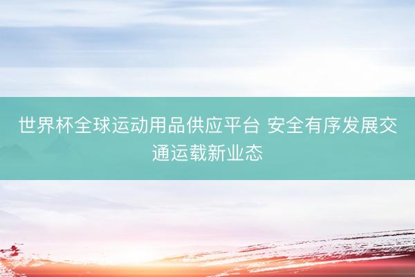 世界杯全球运动用品供应平台 安全有序发展交通运载新业态