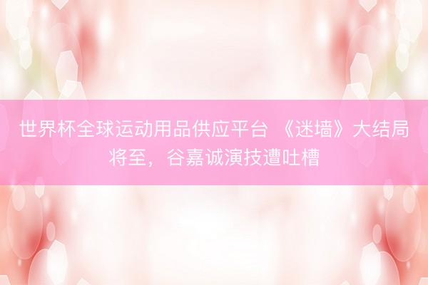 世界杯全球运动用品供应平台 《迷墙》大结局将至，谷嘉诚演技遭吐槽