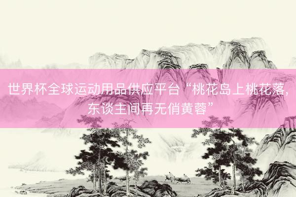 世界杯全球运动用品供应平台 “桃花岛上桃花落， 东谈主间再无俏黄蓉”